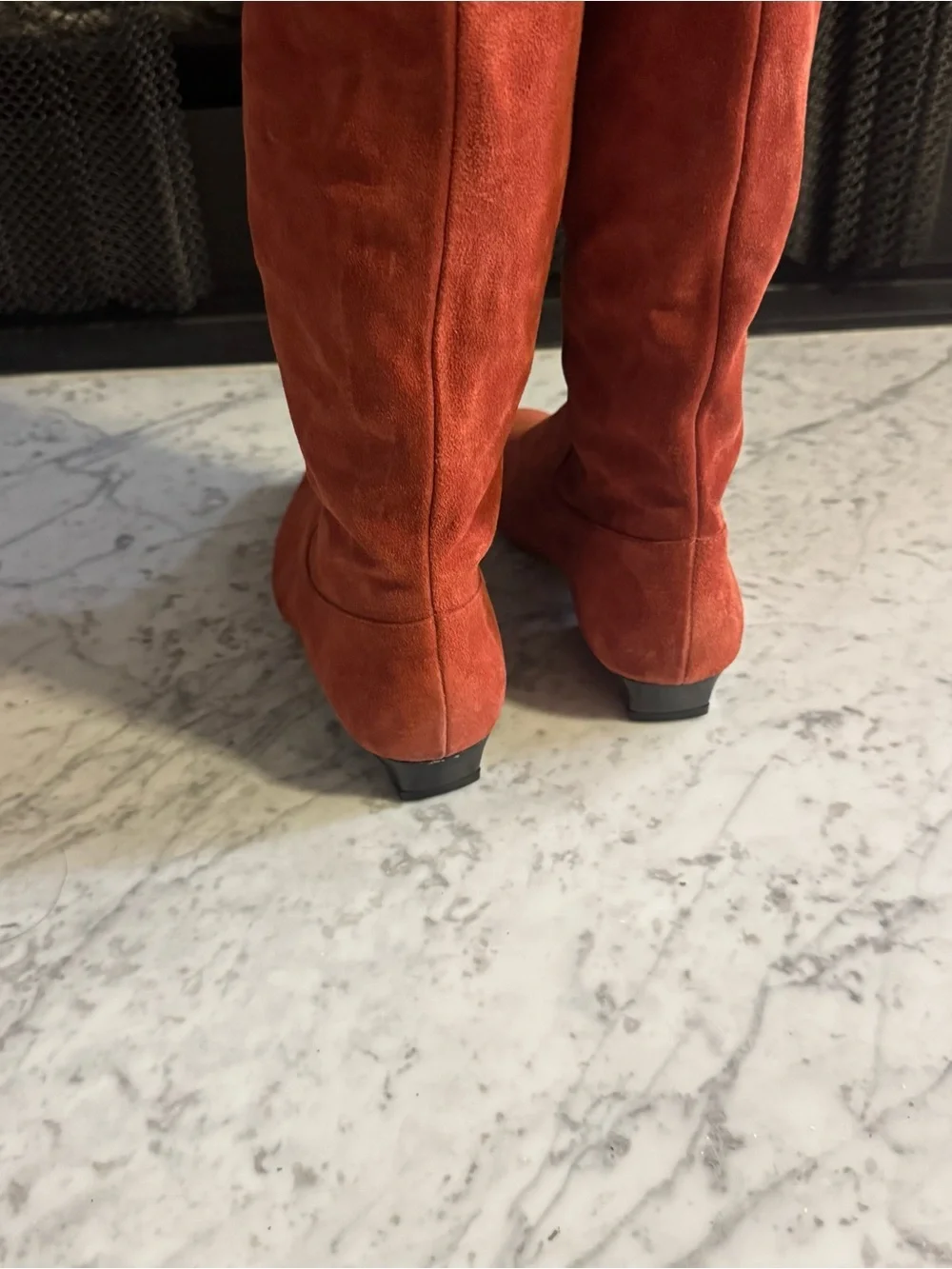 New Staud Wally Flat Boot Western 100% Suede Knee High Boots Size EU 37 US 7